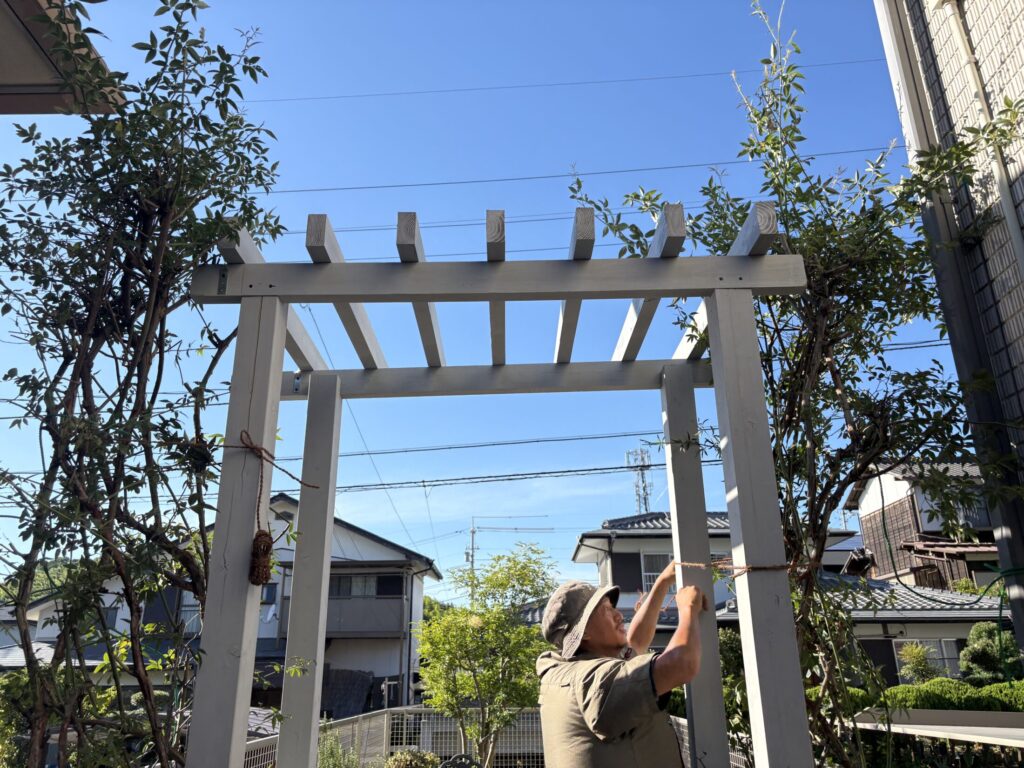 Title: バラのアーチ創作🌈 | Press-273 | Image No.6 | 有限会社 浜田造園 | 造園土木・公共工事 | 植栽工事・設計・施工 | 庭園、緑地、公共施設の管理育成 | 造園資材販売 | 山口県下関市